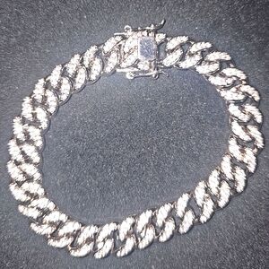 ICED LOCK CUBAN LINK BRACELET REAL SILVER PLATED